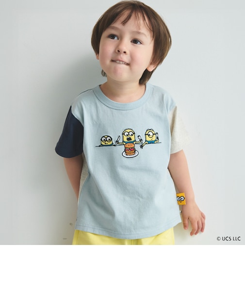 【ミニオン】布帛切り替え半袖Tシャツ