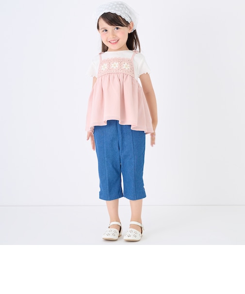 【接触冷感】7分丈ハートカットワークパンツ