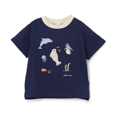 【接触冷感】海のいきものアップリケ半袖Tシャツ
