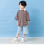 マルチボーダービッグシルエット半袖ラガーシャツ