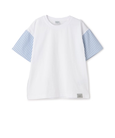 袖異素材ワイドシルエット半袖Tシャツ
