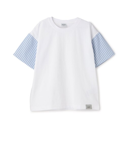 袖異素材ワイドシルエット半袖Tシャツ