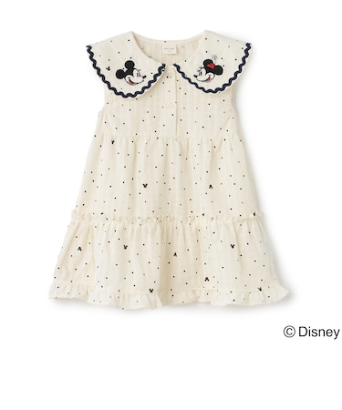 【Disney】エリ刺しゅうティアードワンピース