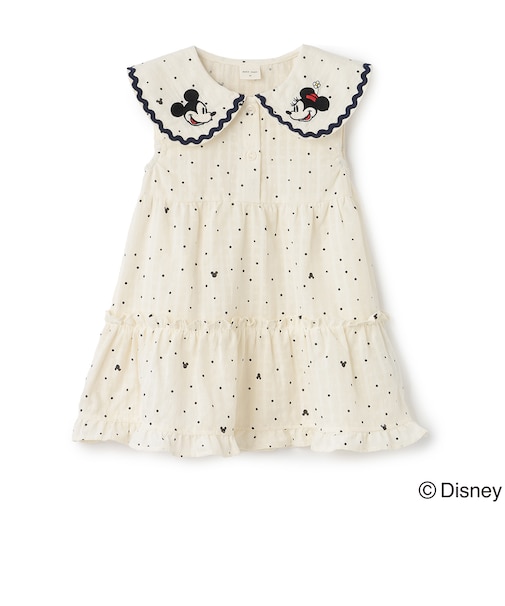 【Disney】エリ刺しゅうティアードワンピース