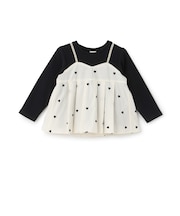 【リンク】ハート刺しゅうタックペプラム長袖Tシャツ