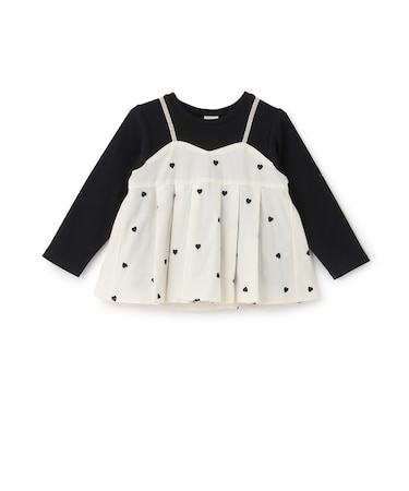【リンク】ハート刺しゅうタックペプラム長袖Tシャツ