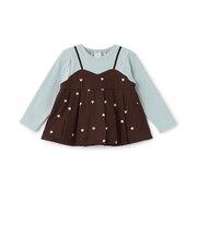 【リンク】ハート刺しゅうタックペプラム長袖Tシャツ