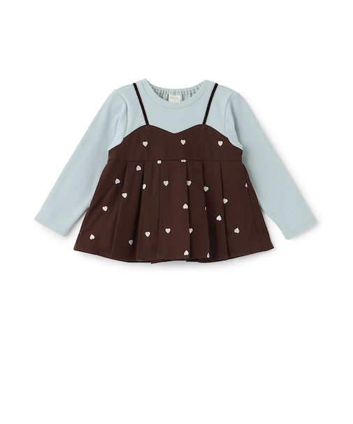 【リンク】ハート刺しゅうタックペプラム長袖Tシャツ