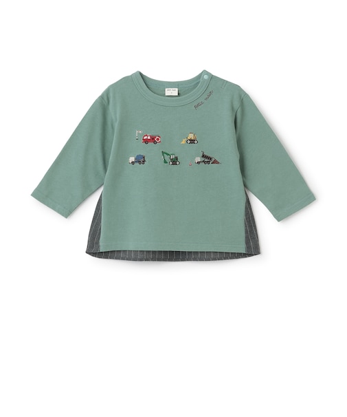 働くクルマ刺しゅう長袖Tシャツ