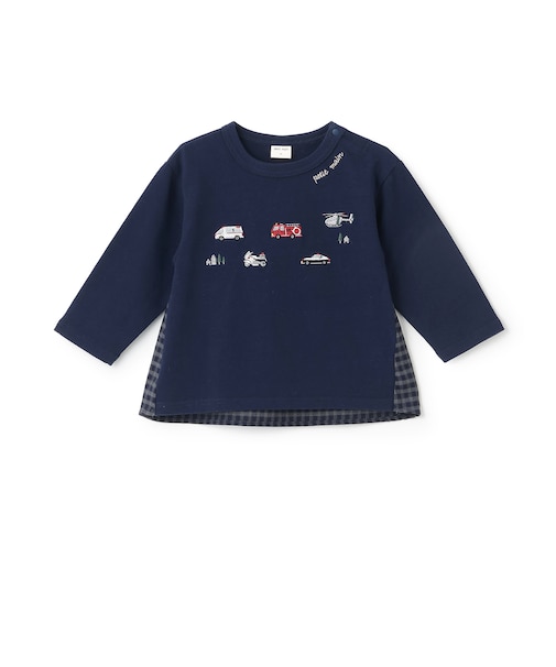 働くクルマ刺しゅう長袖Tシャツ