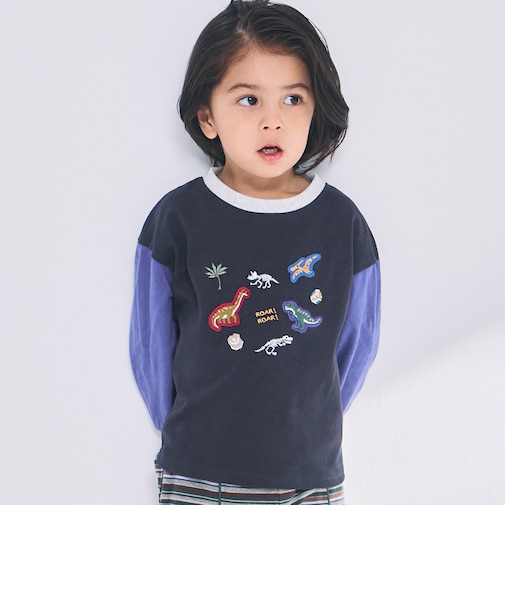 アソート刺しゅうワッペン長袖Tシャツ