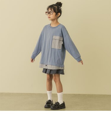 【防汚】シャツレイヤード風長袖Tシャツ