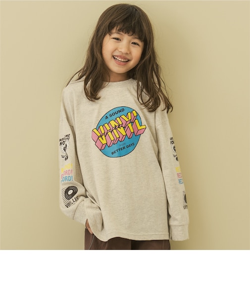 【防汚】袖プリントBIG長袖Tシャツ