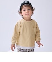 【防汚加工】裾レイヤード長袖Tシャツ