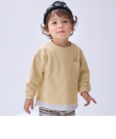 【防汚加工】裾レイヤード長袖Tシャツ