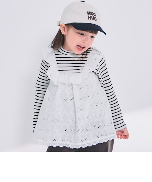 フリルチュニックドッキング長袖Tシャツ