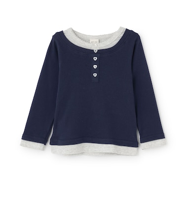 【リンク】ヘンリーネックレイヤード長袖Tシャツ