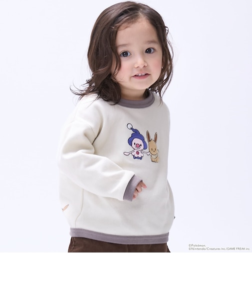 【モンポケ】接結アップリケ長袖Tシャツ