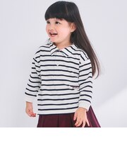 ボーダーポロ衿長袖Tシャツ