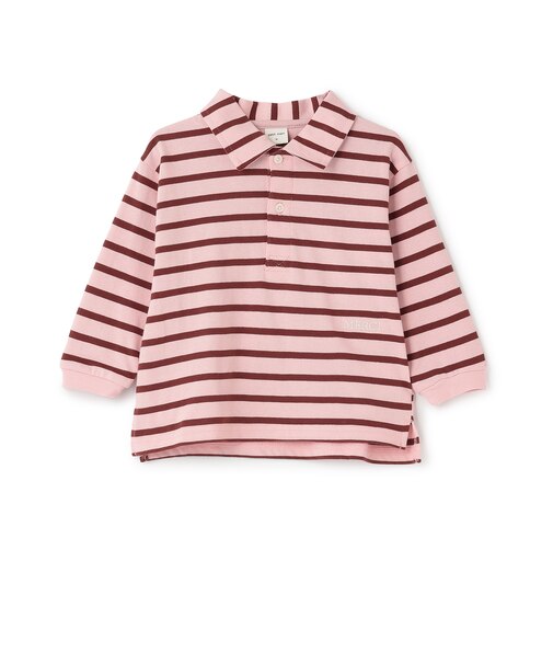 ボーダーポロ衿長袖Tシャツ
