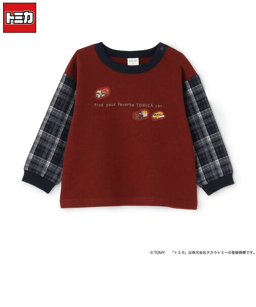 【TOMICA】チェックドッキング長袖Tシャツ