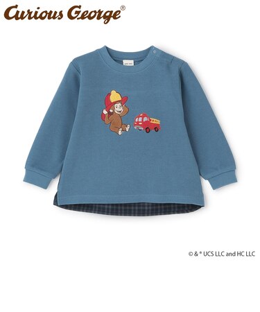 【おさるのジョージ】接結アップリケ長袖Tシャツ