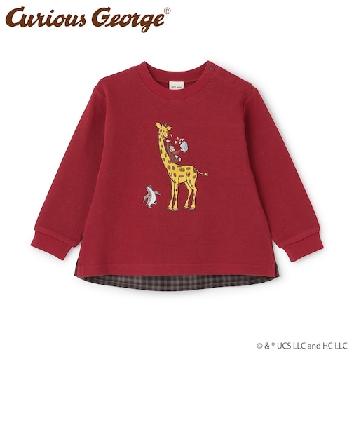 【おさるのジョージ】接結アップリケ長袖Tシャツ