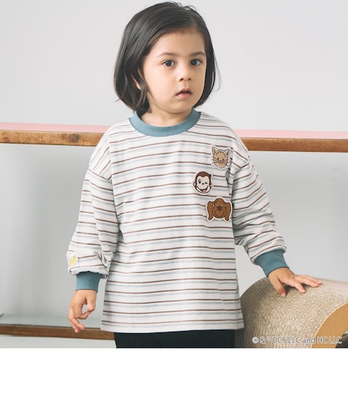 【おさるのジョージ】マルチボーダー長袖Tシャツ