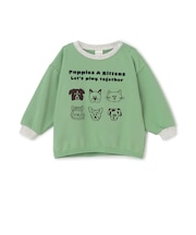 イヌネコゆるキャラミニ裏毛長袖Tシャツ