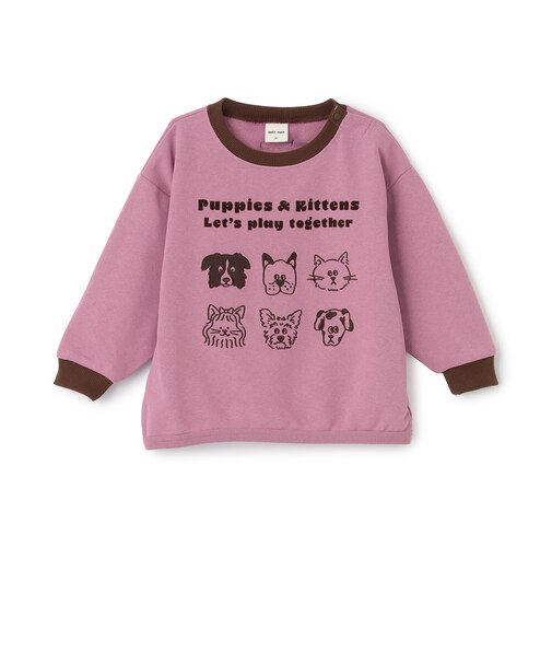 イヌネコゆるキャラミニ裏毛長袖Tシャツ