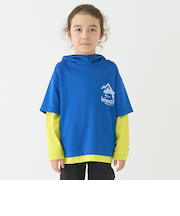 【撥水】ポンチフェイクレイヤードTパーカー