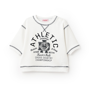 配色ステッチ裏毛プリントPO