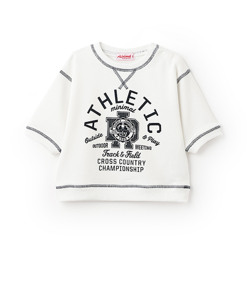 配色ステッチ裏毛プリントPO