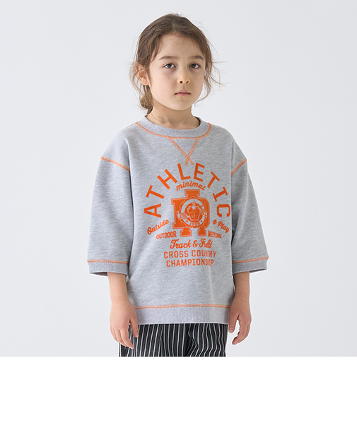 配色ステッチ裏毛プリントPO