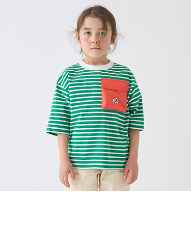 ボーダー配色ポケットビッグT