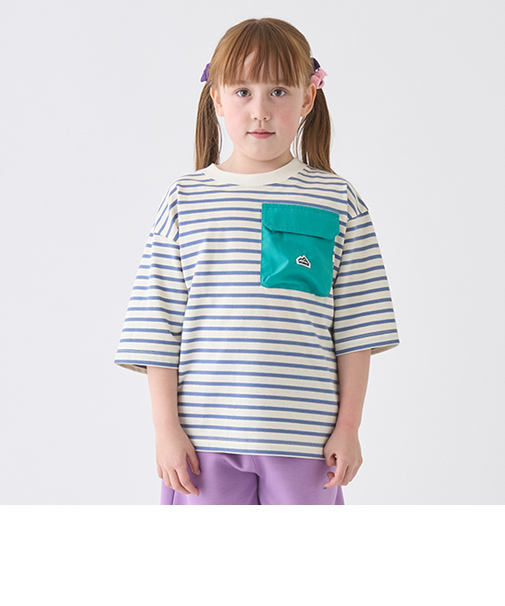 ボーダー配色ポケットビッグT