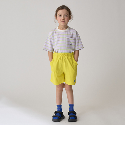 【防汚撥水】ワンポイント刺しゅう4分丈パンツ