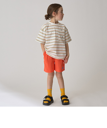 【防汚撥水】ワンポイント刺しゅう4分丈パンツ