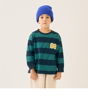 ボーダーサガラ刺しゅうロンT