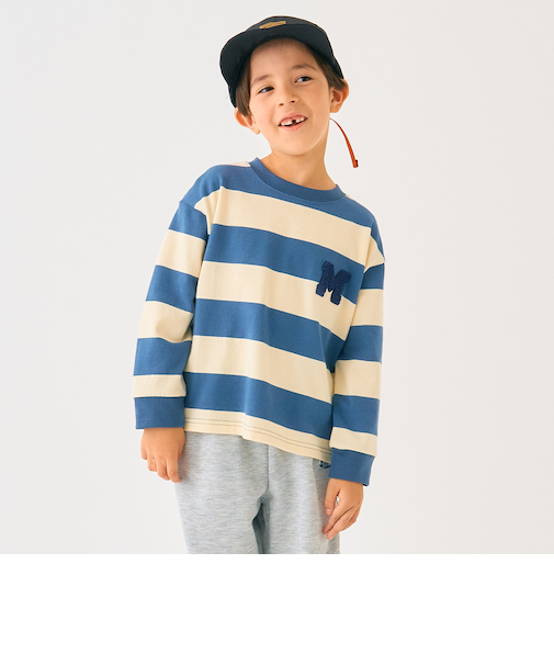 ボーダーサガラ刺しゅうロンT