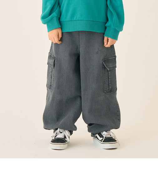【ストレッチ】デニムカーゴパンツ