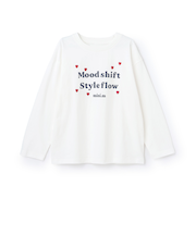 【綿100%】ハート＆フラワー長袖Tシャツ