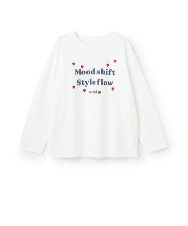 【綿100%】ハート＆フラワー長袖Tシャツ