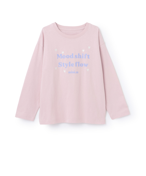 【綿100%】ハート＆フラワー長袖Tシャツ