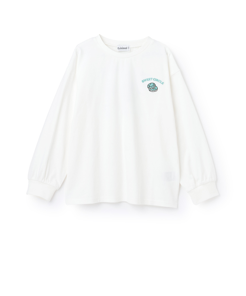 【綿100%】【防汚】ドーナツフォトプリント長袖Tシャツ