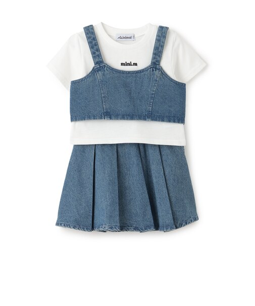 【即コーデ完成】【インナーつき】デニムビスチェ・スカパンセットアップ