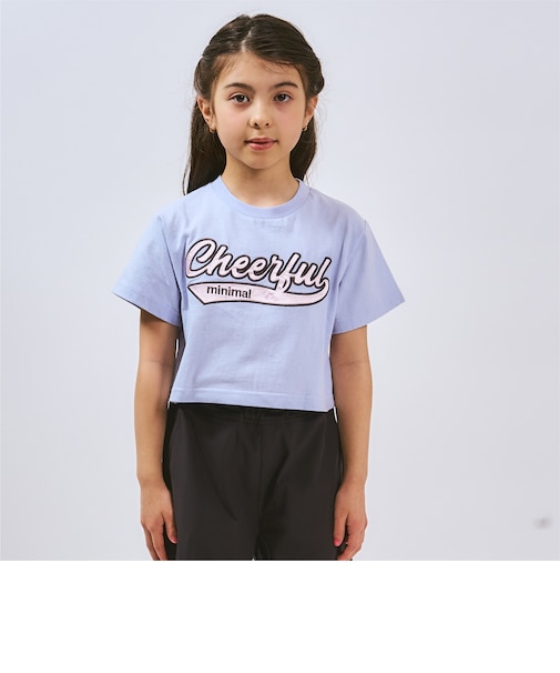 【綿100%】ロゴアップリケクロップド半袖Tシャツ
