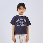 【プチプラ】【綿100%】バックハート・ドーナツプリント半袖Tシャツ