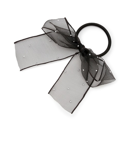 ラインストーンリボンヘアゴム