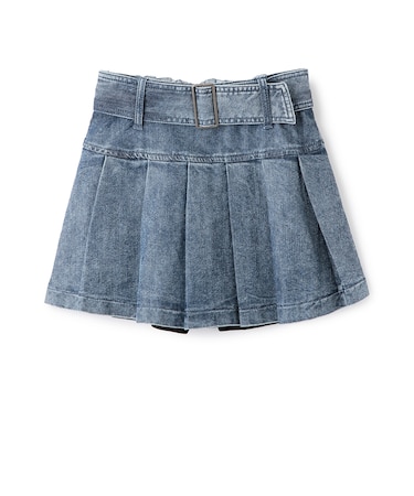 【インナーパンツつき】ベルトつきデニムスカート